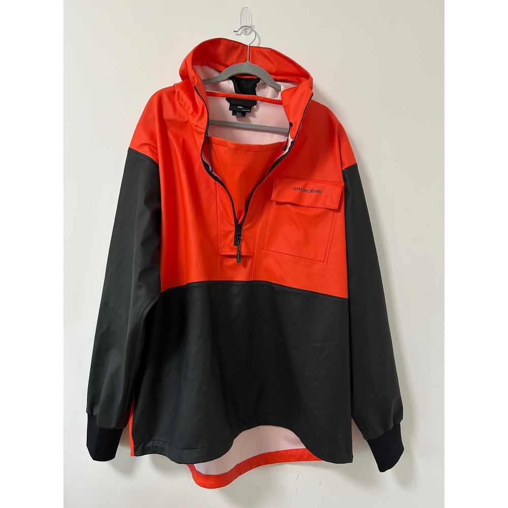 Grundens Neptune Anorak Men 3XL Red Orange Black Gorpcore Waterproof Rain Jacket